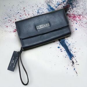 TAHARI Trifold Wristlet Zip Around Wallet Black RFI Protection NWT!!